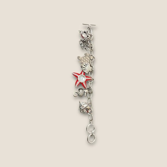 Nautical Charm Bracelet With Starfish & Sea Creatures - Picture 3 of 3